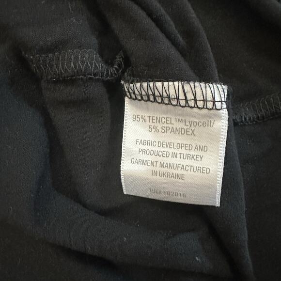 Garnet Hill Dress Knit 3/4 Lace Sleeve Surplice Tencel Black Large Minimalist - Picture 5 of 9